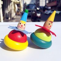 [COD] Foreign trade clown spinning top LLW02 cute wooden painted traditional childrens nostalgic toys 0.045