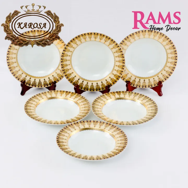 Karosa Classic 6 Pcs Premium Porcelain Embossed Dinner Plate / Soup ...