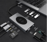 Macbook Notebook ฮับ Usb-c Type-c Docking Hub Expansion Splitter Converter PD HDMI Audio TF USB 3.0 VGA Lan ยูเอสบี