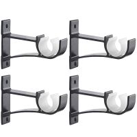 [HOT NEW] 4 Pack Single Curtain Rod Brackets For Drapery Rod Aluminium Alloy Heavy Duty Curtain Rod Holders (สีดำ)