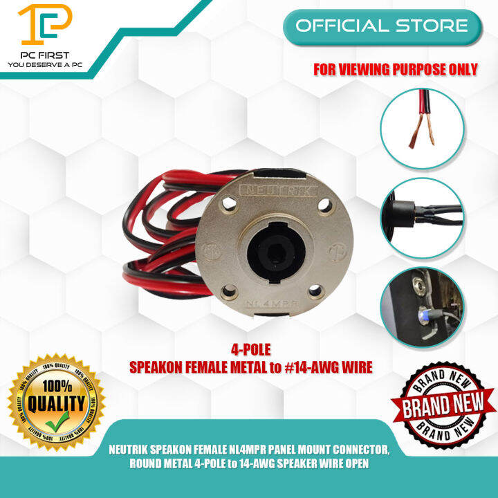 Ricambio Pannello Audio 4 4 Poli Per Montaggio A Telaio Rotondo - Ricambi Compatibili Neutrik Connettori Speakon Nl4mpr