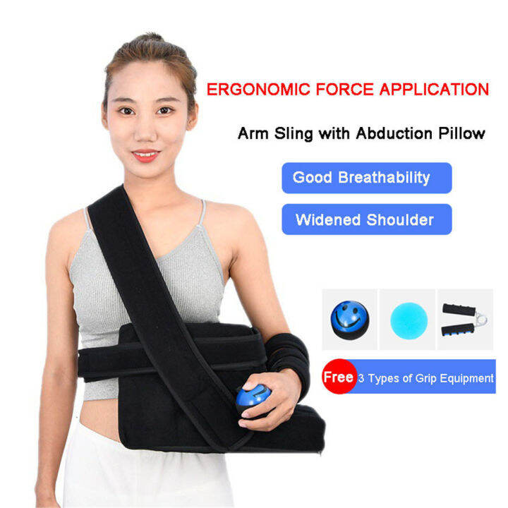 Lightweight Arm Sling with Abduction Pillow Shoulder Support Immobilizer with Therapy Ball for