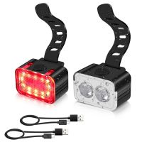 ✑☈ NEW Bicycle Front Rear LED Light Set USB Charge Cycling Headlight Taillight Light 230 Lumen Waterproof Aluminum Alloy Bike Lamp