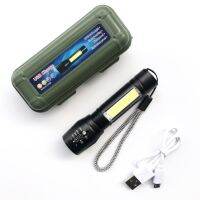 2023✜ Built In Battery Q5 Portable Mini Led Flashlight Zoom Torch COB Lamp 2000 Lumens Adjustable Penlight Waterproof For Outdoor