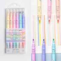 6pcs Light Highlighter Pens Set 3mm Dual Ended Double Color Marker Liner Drawing Pen Paint Art Office School Supplies A6477-Yuerek