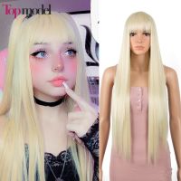 TOP MODEL Long Womens Wig Black Straight Synthetic Wigs For Women Heat Resistant Hair Party Daily Cosplay Wig With Bangs