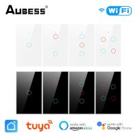 ☸∋✗ WiFi Smart Touch Switch 1/2/3/4 Gang Wall Switch Two Wiring Methods Tuya Smart Life Control Work With Alexa Google Home Alice