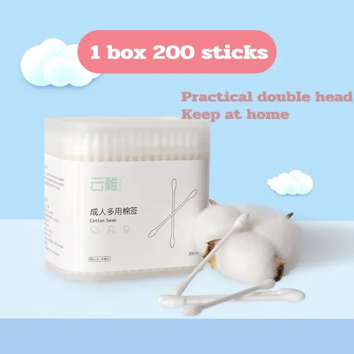 200pcs Cotton Buds For Baby Ultra Thin Double Head Cleaning Ear Nose