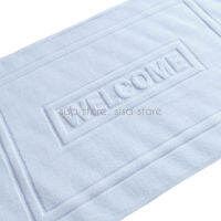 ผ้าขนหนู ผ้าเช็ดเท้าโรงแรม Cotton 100% ลาย Welcome สีขาว ขนาด 20" x 30" 8 ปอนด์