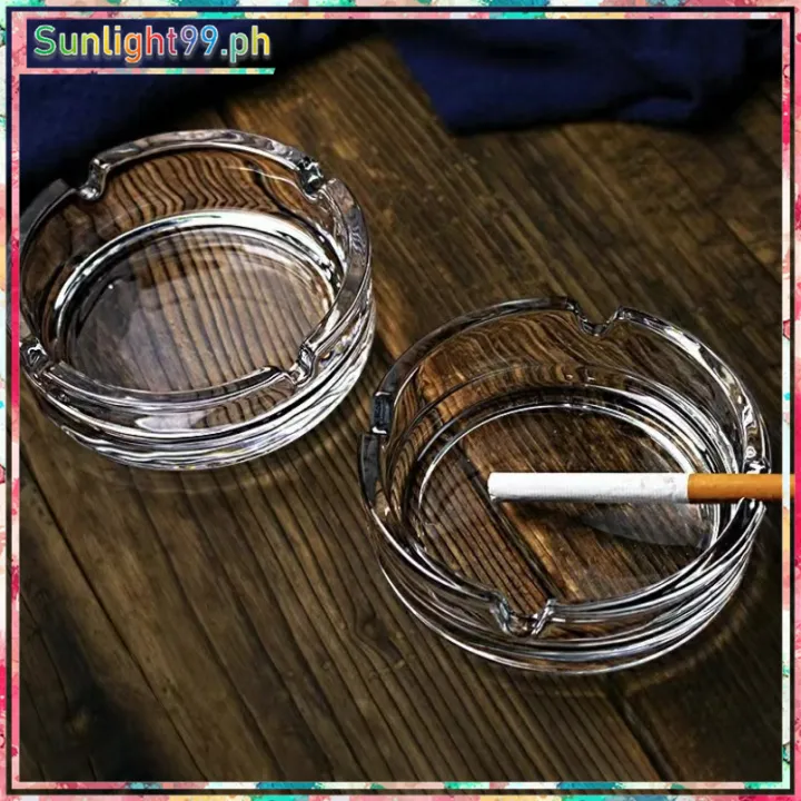 Decorative clear glass cigar ashtrays,portable round ash trays