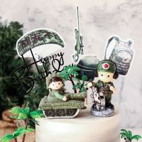 Camouflage Soldiers Boys Decoration Game Theme Toppers Birthday Table Up Kids Baking