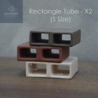 Rectangle Tube (S Size) - X2 ท่อเซรามิคสี่เหลี่ยมผืนผ้าขนาดเล็ก ต่อติดกัน 2 ช่อง สำหรับตกแต่งตู้ปลา บ้านสัตว์เลี้ยง