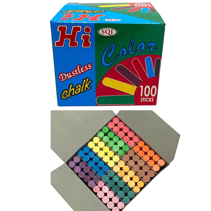 คิดอาร์ท-ชอล์กสี-ชอล์กเขียนกระดาน-100แท่ง-กล่อง-kidart-hi-chalk-100stick-box-ck100c