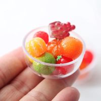 1:12 Dollhouse Miniture Transparent bowl with 8pcs Fruits Model Kitchen Food Accessories For Doll House Decor Pretend Play Toys