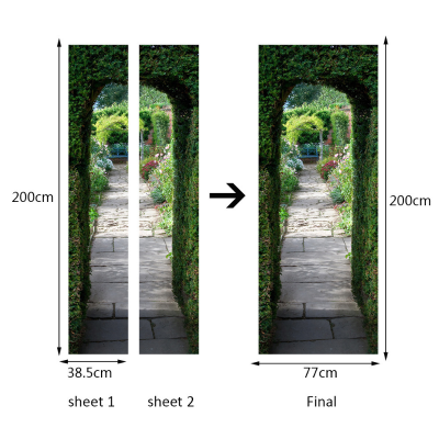 ใหม่เลียนแบบ3D ประตูสติกเกอร์ห้องนั่งเล่นที่เรียบง่ายผนังกาวในตัวกันน้ำ