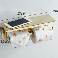 Tuqiu Toilet Paper Holder Gold Tissue Paper Holder Stainless Steel Phone Holder Paper Roll Holder With Phone Storage Shelf