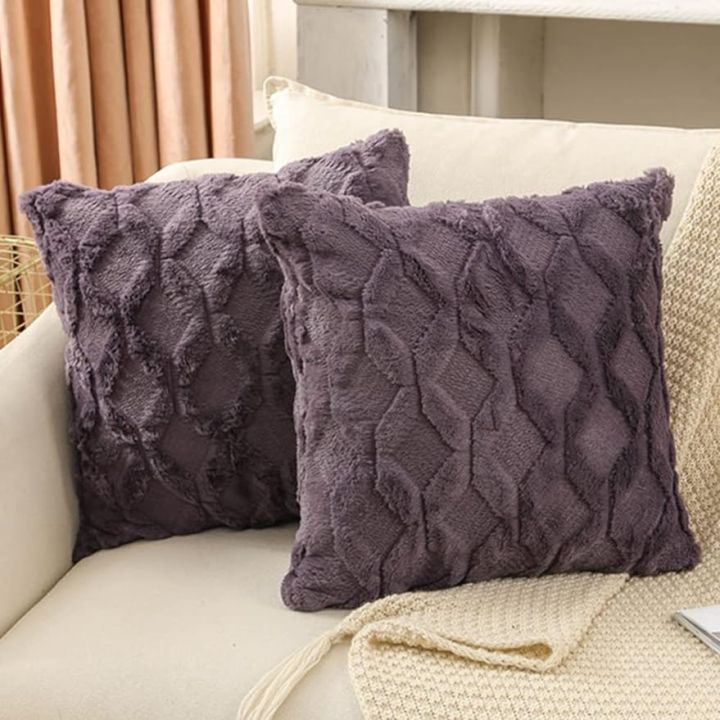 Pillow Cases Short Plush Fabric Throw Pillow Covers 18x18 Inch Set