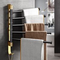 Swivel Towel Bar Space Aluminum 2-5-Arm Bathroom Swing Hanger Towel Rack Storage Organizer for Bathroom Wall Mount Space Saving