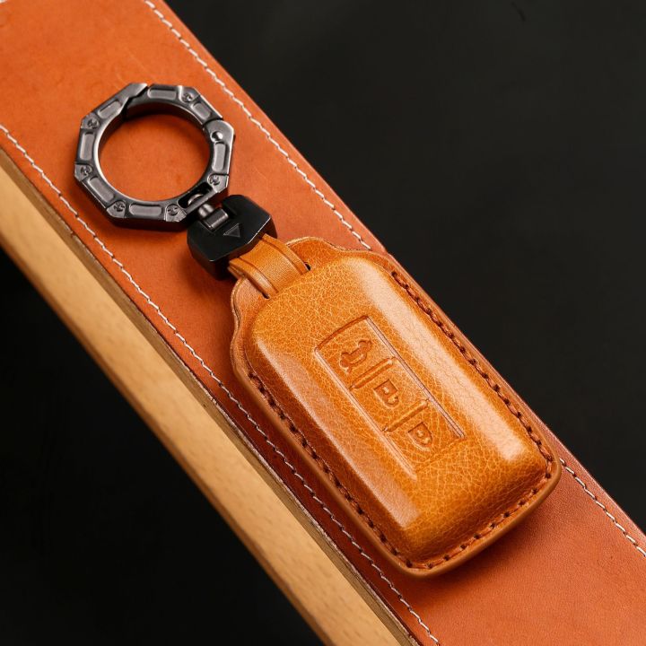 car-key-cover-for-mitsubishi-outlander-2021-eclipse-cross-asx-pajero-lancer-ex-keyring-shell-case-genuine-leather-fob-protector