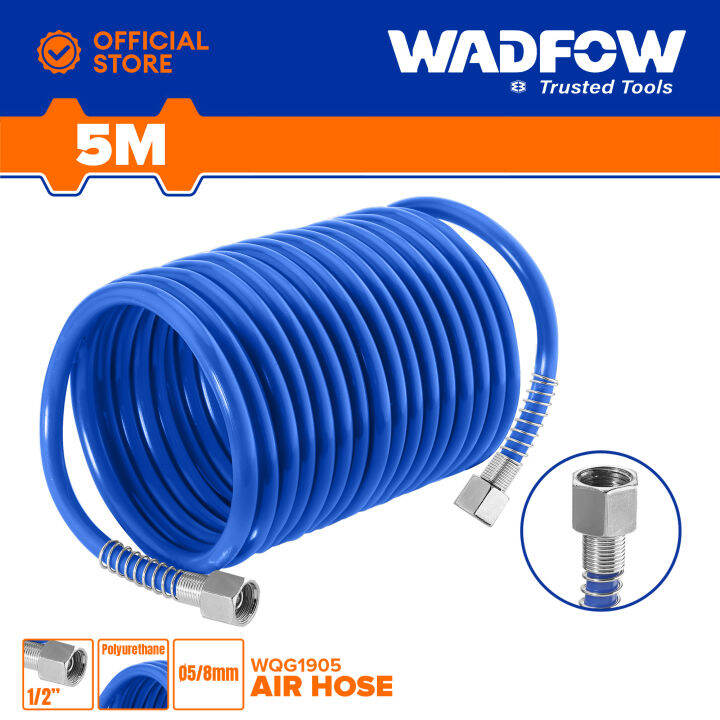 WADFOW Air Hose 5M with Solid Brass Couplings Tool Daily Air Hose Kit