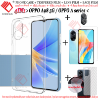 (4 In 1) เคสโทรศัพท์ OPPO A98 A78 A58 A93 A17 A17K A16 A16K A15 A15S A96 A72 A31 A95 A94 A54กระจกเทมเปอร์ A92 A77 A76 A75 A74 A73 A5S A53 A52 A55 A57 + ฟิล์มป้องกัน + ฟิล์มเลนส์กล้อง + ฟิล์มด้านหลังคาร์บอนไฟเบอร์