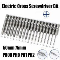 1PCS 50mm 75mm Electric Cross Screwdriver Bit PH00-PH2 Impact Screw Driver Bit Hex Shank Phillips Magnetic Batch Head Drill Bit Drills  Drivers