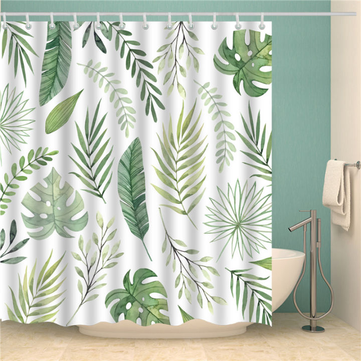 shower-curtain-set-3d-printing-green-tropical-leaves-natural-plant-polyester-waterproof-bath-curtain-with-hooks-for-bathroom