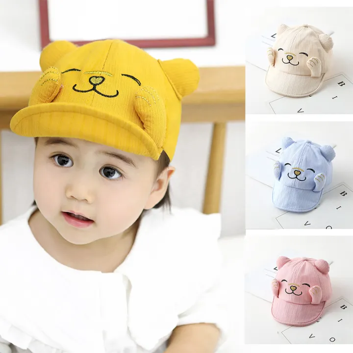 Junyeh Korean Cat Baby Hat Embroidery Children Cute Sun hats Kid Boy