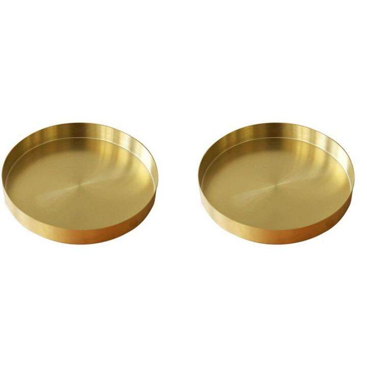 2x-round-gold-tray-metal-decorative-tray-makeup-tray-organizer-for-vanity-bathroom-dress-matte-brass-finish-4-9-inch