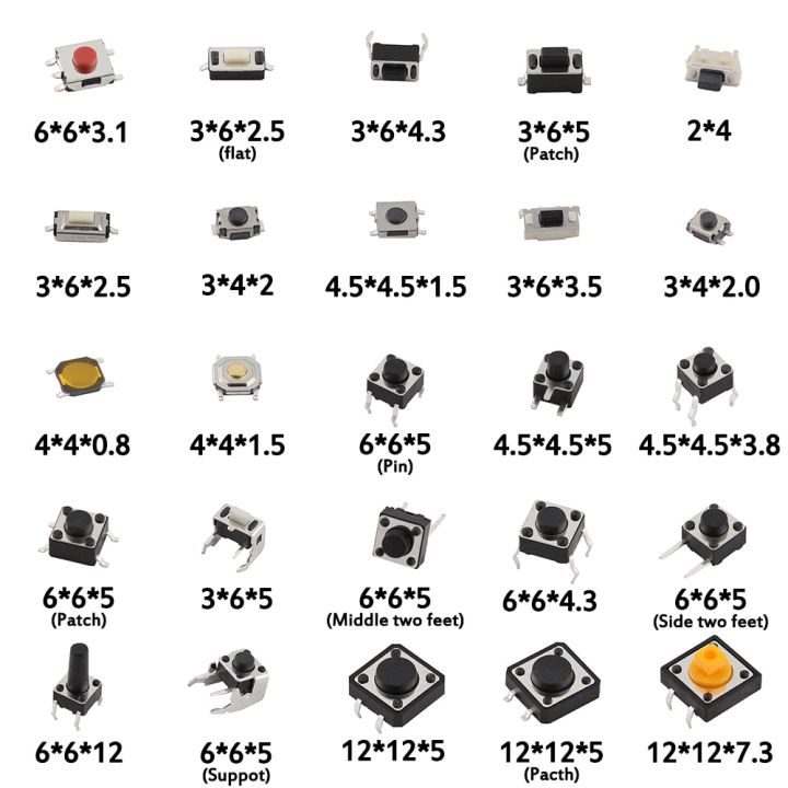 ไมโครสวิทช์-125-ชิ้น-25-ประเภท-จำนวนมากสารพันปุ่มกดแทสวิทช์ชั้นเชิงรีเซ็ตมินิใบสวิทช์-smd-กรมทรัพย์สินทางปัญญา-2-4-3-6-4-4-6-6-diy-ชุด