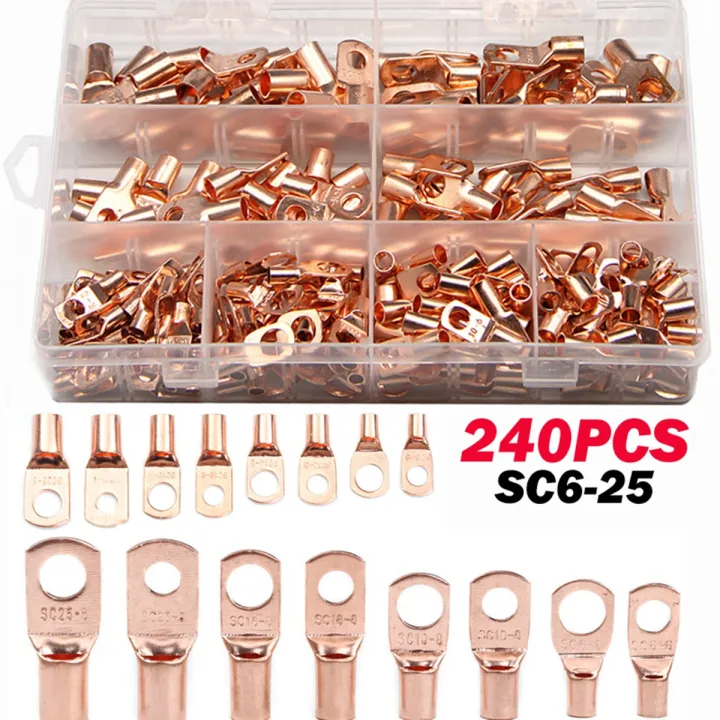 [HOT W] 60/100/240PCS SC Bare Terminals Lug Copper Tube Lug Ring Seal ...