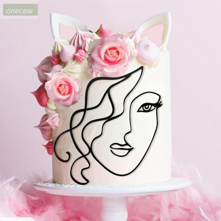 Abstract Minimalist Art Lady Face Cake Toppers Birthday Wedding Cake Decor  | Shopee Philippines