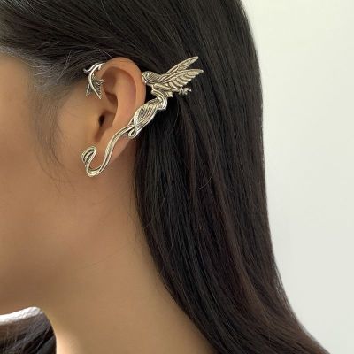 Dark Elf Ear Cuff Clip Earring Goth Fairy Angel Demon Metal No Piercing Earrings For Women Vintage Earcuff Jewelry Party Gift