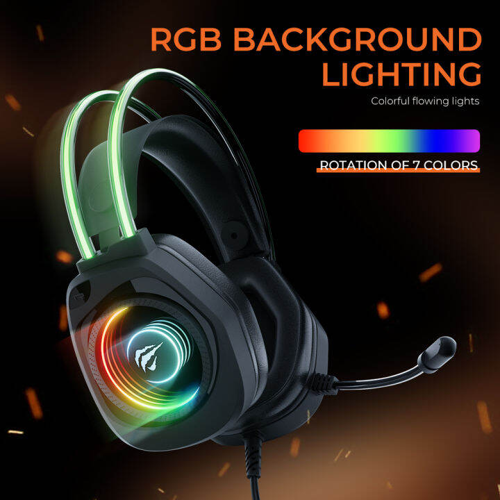 HAVIT H2016d RGB Gaming Headphone with Mic 3.5mm Wired Headset Gamer ...