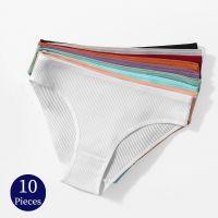 BZEL 10PCS Womens Panties Set Female Underwear Woman Cotton Briefs Breathable Comfortable Lingerie Fashion Simple Striped Panty