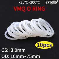 ปะเก็นโอริง Vmq สีขาว10 Mm Od 10 ~ 100มม. โอริงอาหารซิลิโคนเกรดวงแหวนซิลิโคนปะเก็นอุณหภูมิสูง10ชิ้น