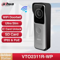 Dahua 1080P HD Wifi กลางแจ้งกล้องสำหรับกริ่งประตูไร้สายขนาดเล็กสองทางอินเตอร์คอมรองรับแอปปลดล็อคการ์ด SD 2MP Poe VTO2311R-WP