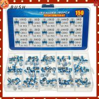 BUSH 150PCS 15ค่า โพเทนชิออมิเตอร์ 6mm ครับ สีฟ้าสีขาว ชุดโพเทนชิออมิเตอร์ ชุดโพเทนชิออมิเตอร์ 100โอห์ม-2ม. โอห์ม ตัวต้านทานตัวแปร โปรเจกต์ DIY