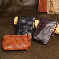 ✗✣ Leather Coin Genuine Purse Male Original Zipper Purse Coin Small Key Short Wallet Handmade Bag Mini Simple Card Wallet Bag