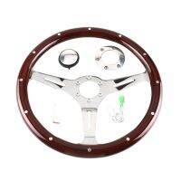 380mm 15" Classic Nostalgia  Grain Steering Wheel with  Slotted 6 Hole Fits for Classic Cars Stylish  Interior Furniture Protectors  Replacement Parts