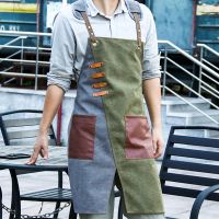 Barber Apron Denim Korean Men Custom Logo Barista Milk Tea Shop Restaurant Work Clothes Women Art Waist Pinafore