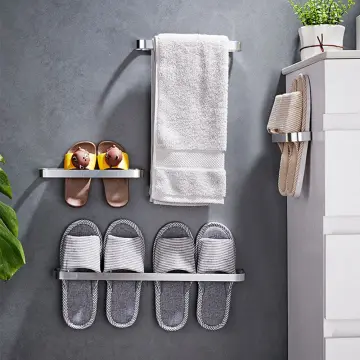 Home Adhesive Wall-mounted Shoe Rack, Space Saving Storage Organizer For  Sport Shoes, Slippers, Bathroom, White
