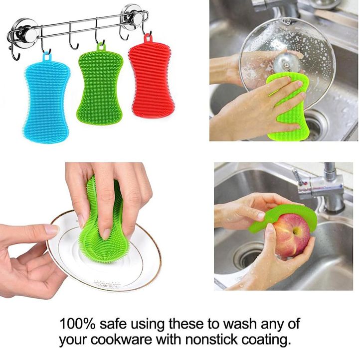 Multicolor Silicone Kitchen Scrubber, For Multipurpose Cleaner