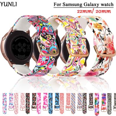 （A creative）20/22มิลลิเมตรซิลิโคนวงสำหรับ Samsung Galaxy นาฬิกา42มิลลิเมตรที่ใช้งาน2นาฬิกา3 41มิลลิเมตรเกียร์ S2ผู้หญิงพิมพ์สายนาฬิกาข้อมือสำหรับ Amazfit Bip