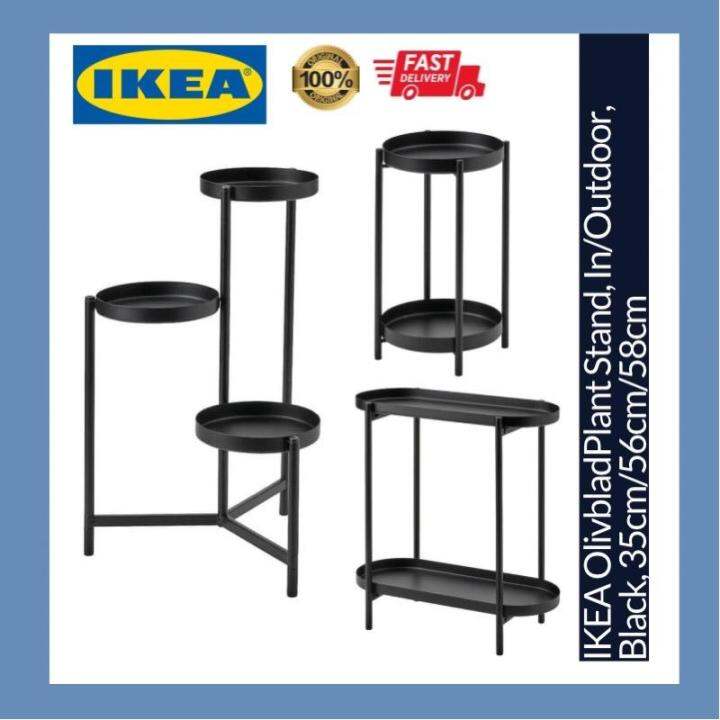 IKEA Olivblad Plant Stand Black Indoor Outdoor Shelf Display Metal