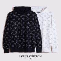 เสื้อแขนยาวปักลาย LV ใส่ได้ทุกเพศ,เสื้อสวมหัวทรงหลวมใส่ลำลองใส่ได้ทุกเพศฤดูใบไม้ร่วงสไตล์ยุโรปและอเมริกา