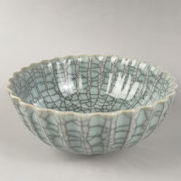 Exquisite Chinese Classical Handmade Collection Home Decoration Longquan Ge Kiln Celadon Cracked Glaze Porcelain Flower Bowl