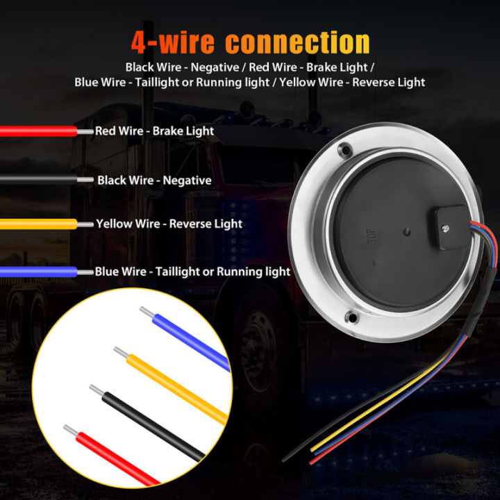 ซินซู-หยุดเบรกไฟท้ายรถพ่วง-led-กลม2ชิ้นอุปกรณ์เปลี่ยนหลอดไฟท้ายรถพ่วง16led-กันน้ำ-ipx6