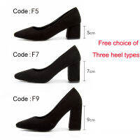 Hot Black Formal Chunky Shoes 2022 New Elegant High All-match Professional Pointed Perempuan Womens For Office Ladies