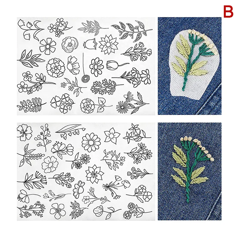 2Pcs/set Water Soluble Embroidery Paper Stabiliser with Flower